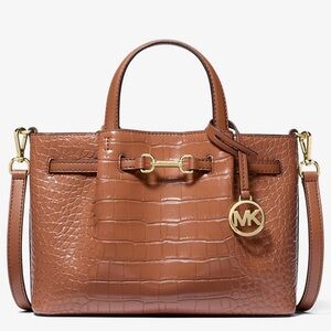 Michael Kors Carson Small Crocodile Embossed Satchel Bag Luggage